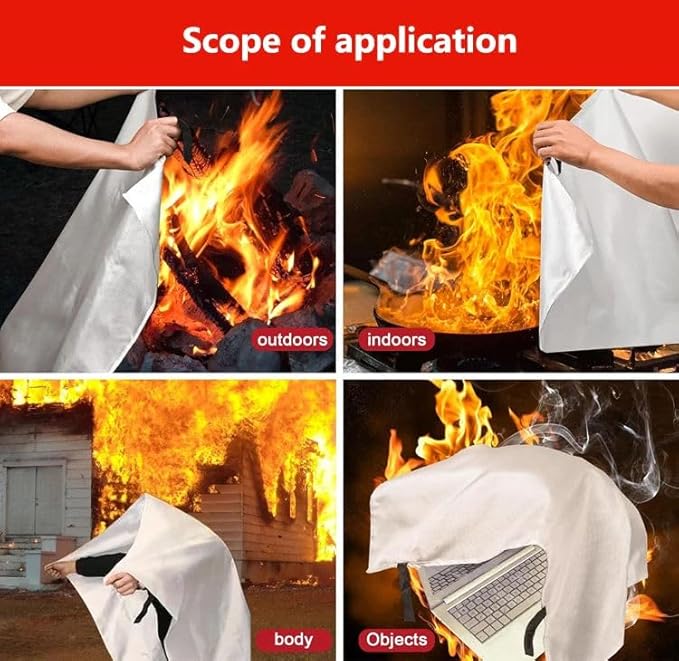 NEXARA Fire Blanket for Home Safety x2 Emergency Fire Retardant Blankets for Kitchen, Fire Extinguisher Blanket, Welding Blanket for Fireplace, Grill,School, Office, Car and BBQ (2 Pack)
