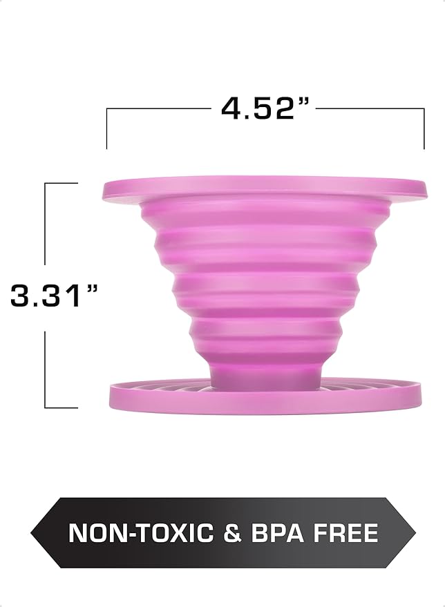 COLETTI Sierra Collapsible Coffee Pour Over Dripper — Camping Coffee Filter — Includes Pack of Paper Filters (Pink)