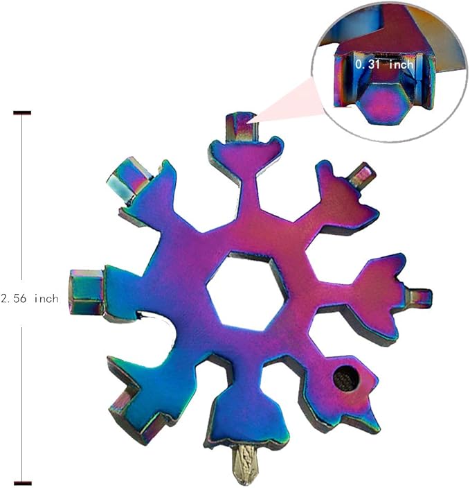 18-in-1 Snowflake Multi-Tool Screwdriver, Stainless Steel 18-1 Multitool Snow Tool (Aurora)