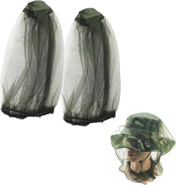 2 Pcs Mosquito Head Net,Removable Mosquito Head Net for Outdoors,Mosquito Hat Mask Head Cover for Camping Hiking Fishing Climbing Protecting from Bee Mosquito Gnats