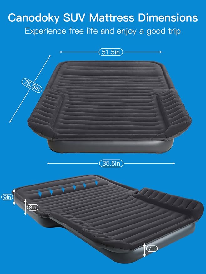 Upgraded SUV Air Mattress with Cordless Built-in Pump & 'Mattress Wings', 7-inch Height car Mattress | Car Camping for Mid/Large SUV, Minivan, Truck | 660 lb Capacity