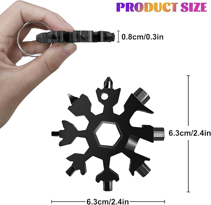 18-in-1 Snowflake Multitool Gifts for Men, 9 Pack Stainless Steel Snowflake Multi-Tool Christmas Stocking Stuffers Gifts for Men, Pocket Size Cool Gadgets for Portable Screwdriver Wrench Bottle Opener
