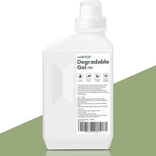 Wenge Urine Super Absorbent Powder, Deodorizer - 2LB - Pee Powder for Portable Toilet, Eco Absorbent Gel Liquid Waste Gelling - for Camping, Urinals, Bedside Commodes, Pet Potty etc