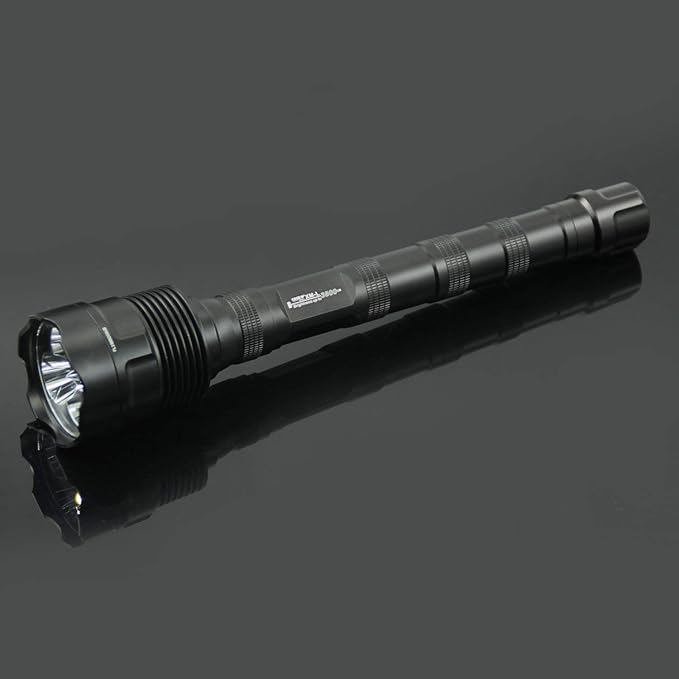 TrustFire LED Flashlight, J18 super Bright 8000 Lumens, Water Resistant 5 Light Modes Large Tactical Torch by 2X or 3X Rechargeable Battery (Battery Not Included)