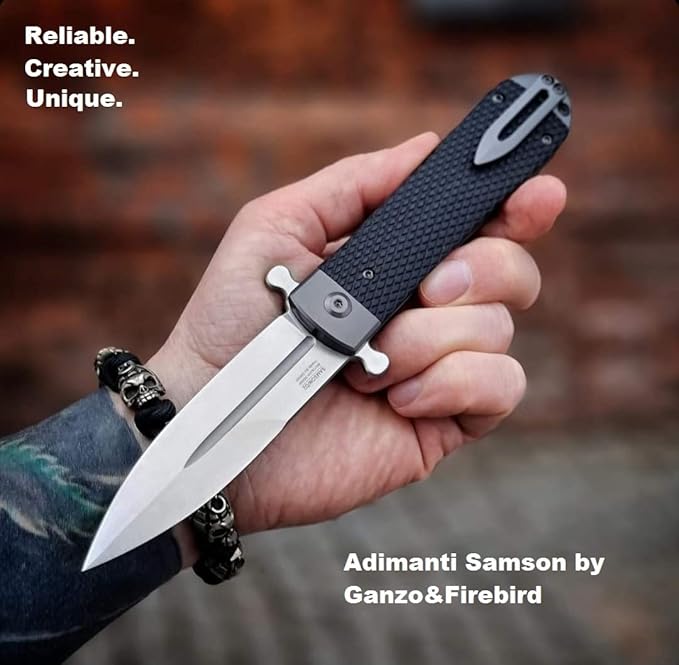 Firebird Knife GANZO Firebird Adimanti Samson-BK Pocket Folding Knife G10 Handle with Clip D2 Steel Blade Hunting Fishing Camping Outdoor EDC Knife (Black)