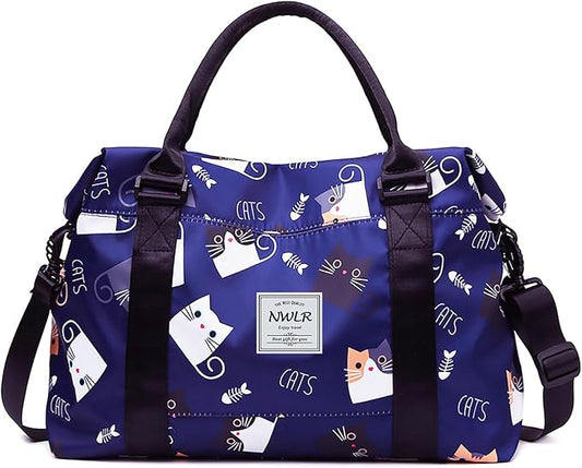 Travel Duffle Bag Weekender Overnight Bag Gym Tote with Dry and Wet Separated Pocket for Women Girls Shoulder Workout Duffel Bag Water Resistant (lovely cats)
