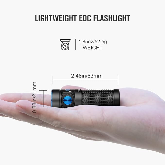 OLIGHT Baton4 Rechargeable EDC Flashlight, LED Pocket Flashlight 1300 Lumens with Magnetic Charging Cable, Small Powerful Bright Flashlight IPX8 Waterproof for Home, Camping, and Emergencies (Black)