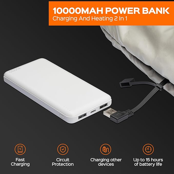 Hand Warmer Pouch with 10000 mAh Rechargeable Battery, Up to 15 Hours of Warmth Electric Heated Hand Muff, Ideal for Football, Golf, Hunting, Fishing, Camping, Winter Outdoor Walk - Black