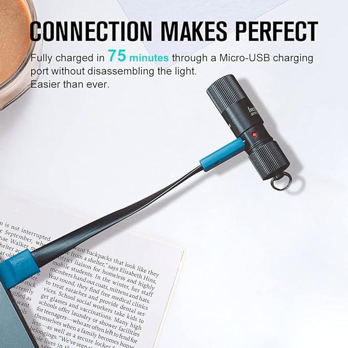 OLIGHT i1R 2 EOS 150 Lumens Tiny Rechargeable Keychain Flashlight EDC Mini LED Keyring Light with Built-in Battery for Camping Hiking Dog Walking etc (Black)