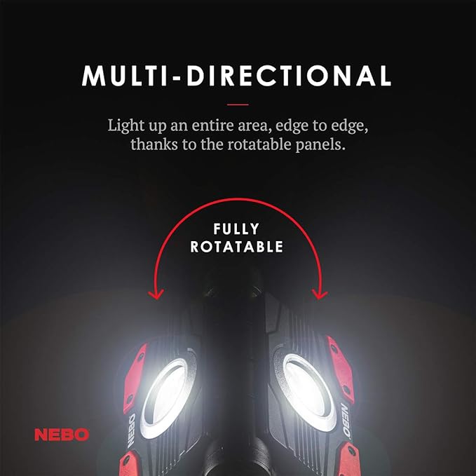 NEBO Luxtreme 500-Lumen LED Flashlight –Bright Rechargeable Flashlight with 4 Light Modes & Omni 2K Work Light: 2000 Lumen Omni-Directional Rechargeable Portable Magnetic COB LED