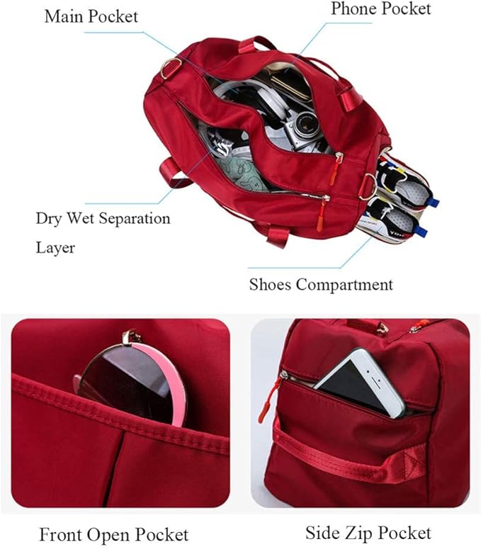 KARRESLY Sports Gym Bag for Women Travel Duffel Bag with Wet Pocket and Shoes Compartment for Training Swim Yoga(Beige)