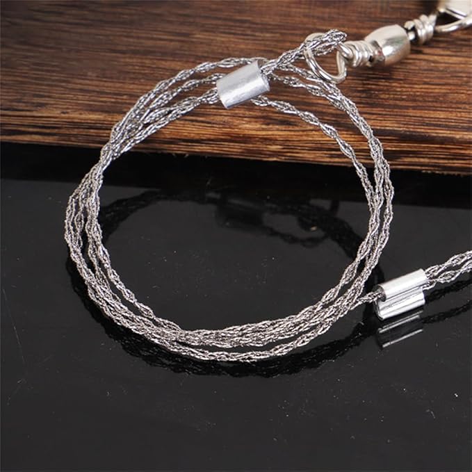 1 Pack Wire Saw I Stainless Steel Pocket Chainsaw Backpacking Gear I 21 Inch Light Weight Cable Cutting String I Emergency Camping Chainsaw Rope Kit for Cutting Trees & Wood, Silver