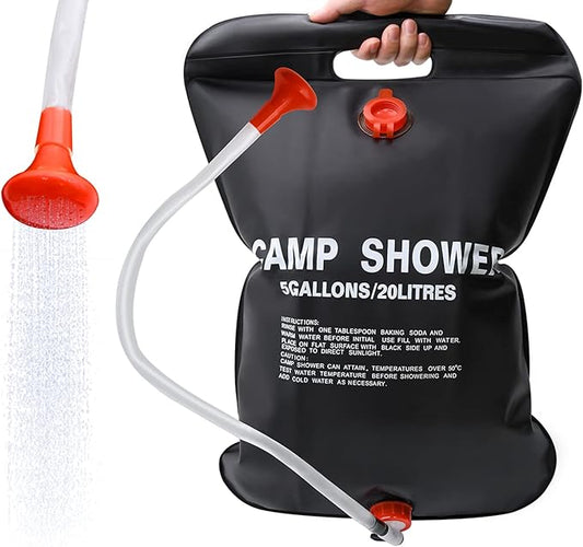 DkOvn Solar Shower Bag, 1/2/4 Pack 5 Gallons/20L Camping Shower Bag, Portable Shower Bag with Removable Hose and On-Off Switchable Shower Head for Camping Beach Swimming Outdoor Traveling