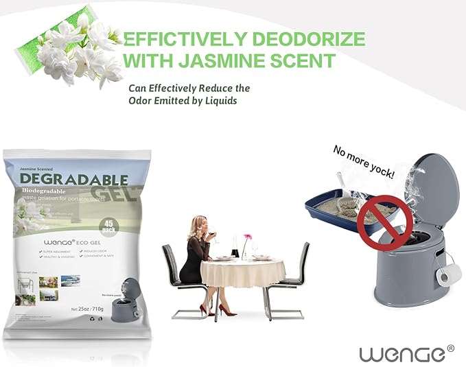 Wenge Portable Toilet Powder, Pee Powder Solidify Body Fluids in 1 Min, Easy to Port Waste Liquid, for Camping Portable Toilet, Solidifies Urine & Diarrhea in Pet Loo