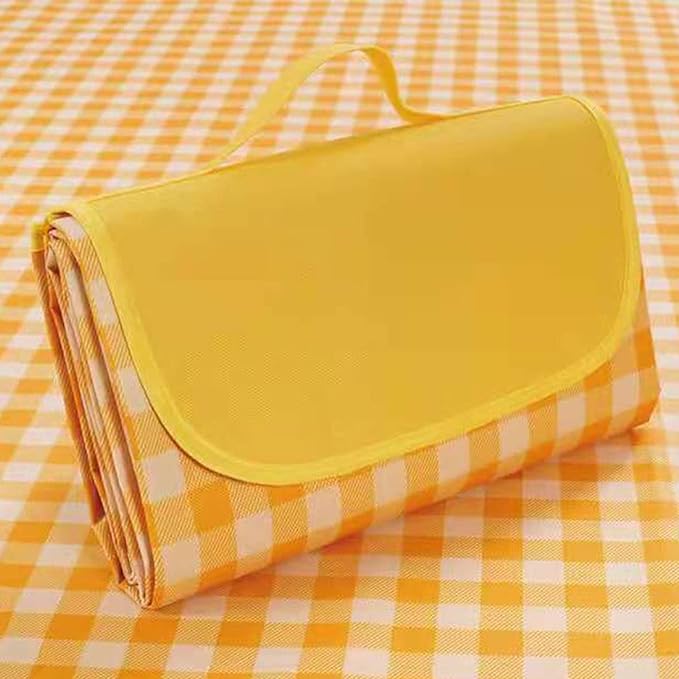 Extra Large Picnic Blanket Beach Blankets, 80''x60'' Picnic Mat Waterproof Sand Proof Foldable Portable for Outdoor Camping Hiking Travel Grass Park Music Festival Lawn Mats (yellow, 80x60 inch)
