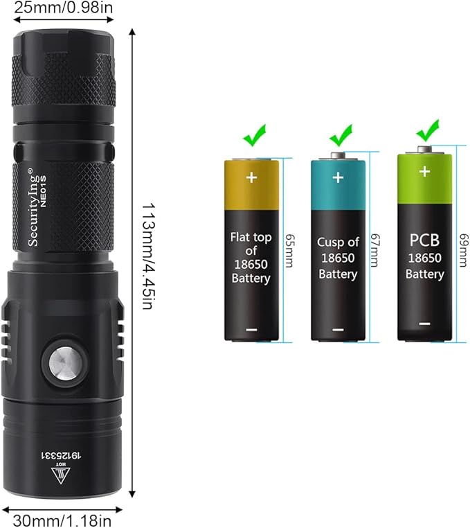 USB Rechargeable Flashlight, 1060 Lumens 7 Modes Waterproof Compact EDC Torch with Micro-USB Cable, Powered by CR123A Battery(Battery Not Included)