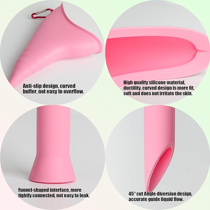 Female Urination Device, Female Urinal Pee Funnel For Women's, Sitting Standing Female Urinal Spill Proof,Portable Female Urinal,Suitable for Outdoor, Adventure, Activities,Camping (Fuchsia Color)