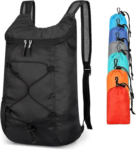 16L Hiking-Daypack Lightweight-Foldable Travel-Backpack Water-Resistant Camping Outdoor Packable Easy Carry-on Bag (Black)