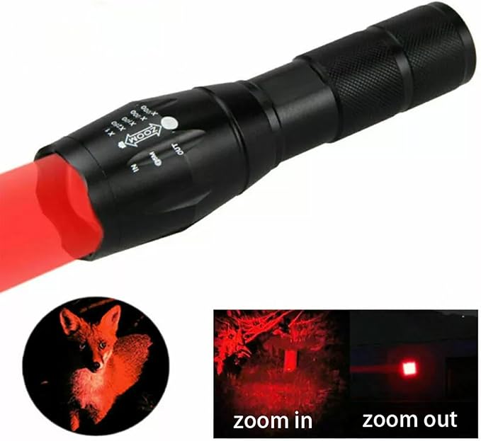 Red Light Flashlight, Dual Color Red Lights and White Light Zoomable LED Handheld Flashlights for Night Observation, Astronomy Aviation, Camping, Hiking