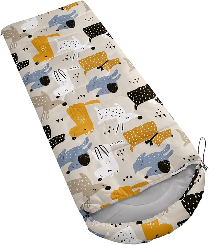 Cartoon Bear Camping Sleeping Bags for Adults Kids Boys Girls Warm & Cool Weather Backpacking Kawaii Animals Sleeping Bag for All Seasons Camping, Camping Gear Equipment, Traveling
