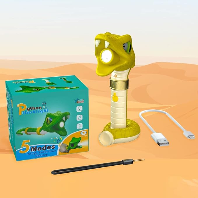 COSOOS Rechargeable Flashlight for Kids, Hiss & Music Mode, Kids Flashlight Toys, Outdoor Camping Gear Accessories, Christmas Stocking Stuffer for Kids 3 4 5 6 7 8 9 Years Boys Girls