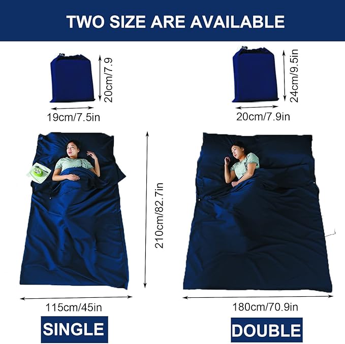 Sleeping Bag Liner Portable Travel Camping Sheets Lightweight and Compact Sleeping Sack Sheets for Adults Comfortable Liners for Traveling Hotel Camping Picnic Hostels Backpacking