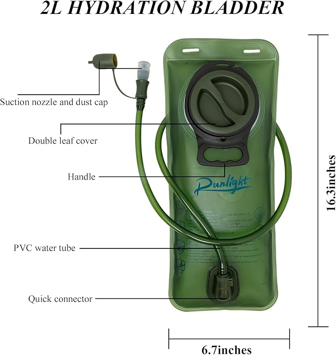 Hydration Bladder Hiking Water Bladder Leak-Proof Water Reservoir BPA Free Hydration Bag for Biking Running Camping