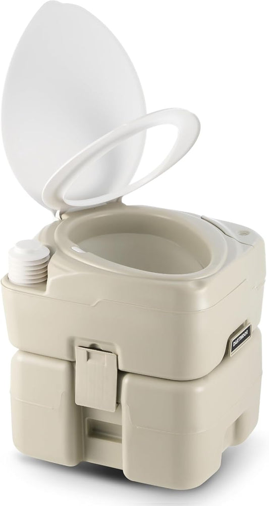 DARTMOOR Portable Toilet, 5.3 gal. RV Toilet for Camping, Outdoor Toilet with Diagonal Seating Storage Box & Built-in Handle, Lightweight HDPE Camping Toilet for Construction Site Road Trip Boating
