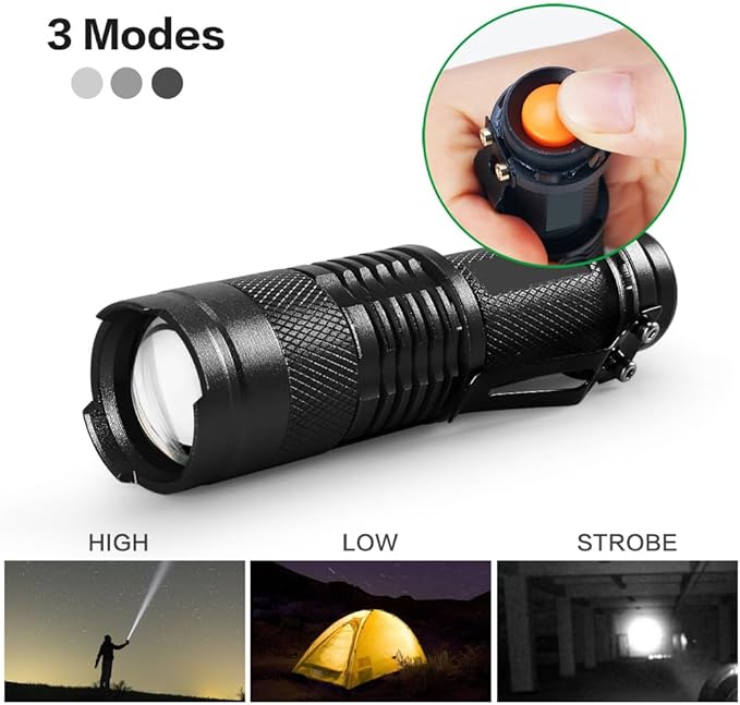 LED Flashlight 20 Pack,Super Bright Torch Mini Flashlights High Lumens with 3 Modes, Small Waterproof Adjustable Focus Zoomable Flash Light EDC Flashlight for Indoor Outdoor Camping