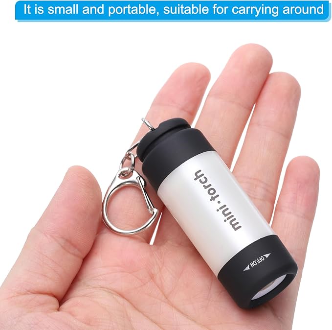PATIKIL Mini Keychain Flashlight, Pocket LED Flashlight Portable Torch USB Rechargeable for Outdoor Camping Party, White