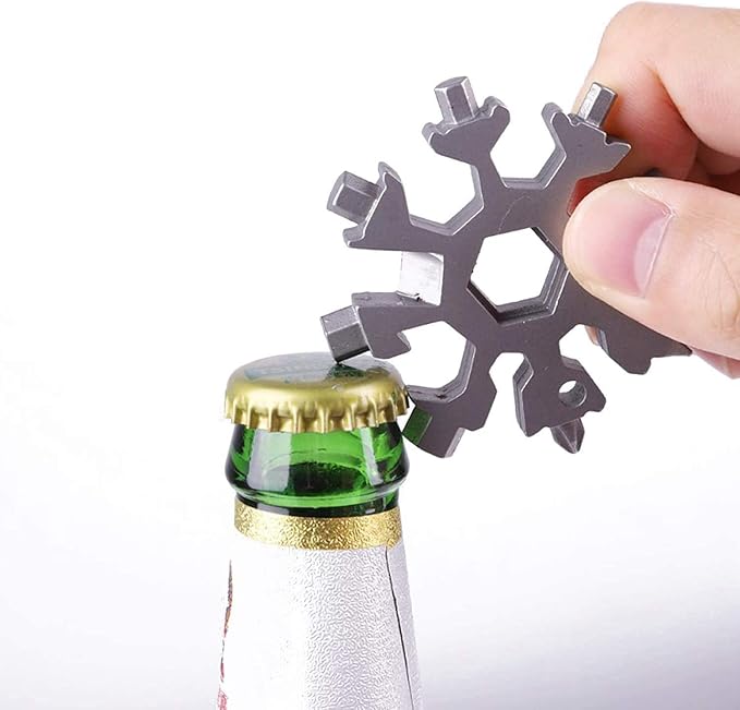 3 Pack Snowflake 18-in-1 Multi Tool, Stainless Steel Snowflake Bottle Opener/Flat Phillips Screwdriver Kit/Wrench, Durable and Portable to Take
