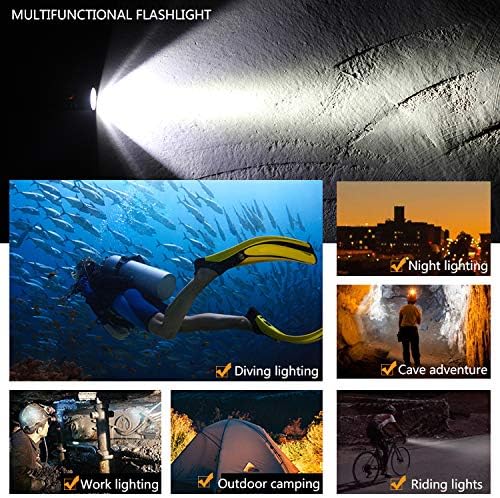 DARKBEAM Diving Wrist Flashlight Rechargeable, Underwater Dive Lights Scuba Gear, L2 Super Bright Flashlights LED 1200 Lumen, Water Resistant Handheld Torch Battery-Powered for Camping, Emergency