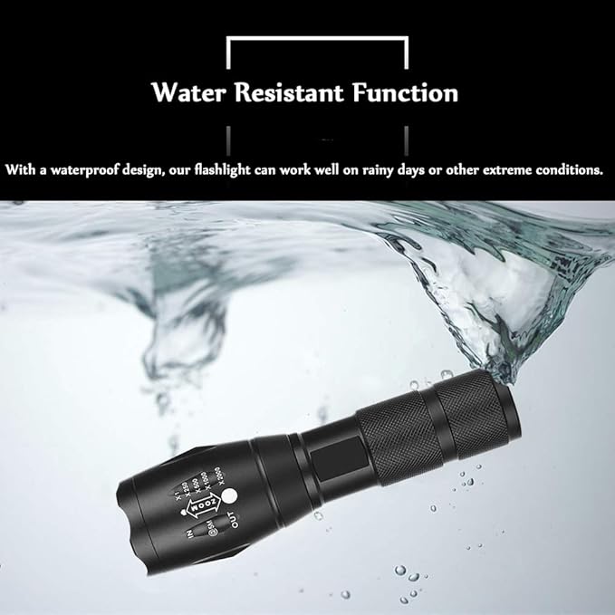 Green LED Flashlight Single Mode Hunting Light with Zoomable and Waterproof for Hunting Predator Fishing