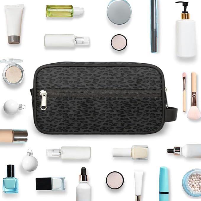 Black Leopard Hanging Toiletry Bag,Travel Hygiene Kits for Boys Mens,Waterproof Makeup Carry-on Bags,Cosmetic Bag,TSA Approved Shave Dopp Kit for Toiletries Shower Bathroom Accessories Gifts