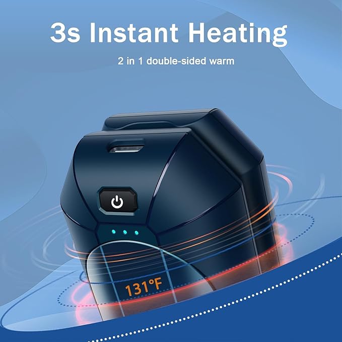 Electric Hand Warmers Rechargeable 2 Pack, Reusable Handwarmers, Portable Pocket Heater for Camping, Hunting, Golf, Gift for Men Women (Blue)