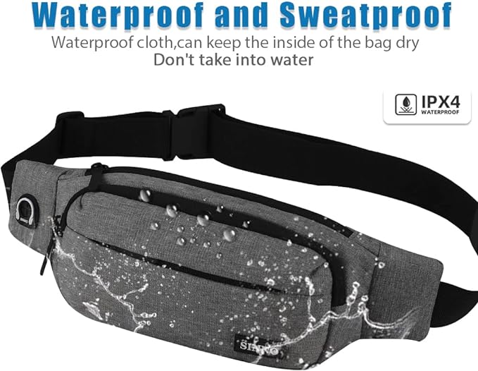 SINNO Large Crossbody Fanny Pack for Women Men Belt Bag With 4-Zipper Pockets for Travel Running Hiking Workout Dog Walking Outdoors Sport Fishing Waist Pack Bag Carrying All Phones