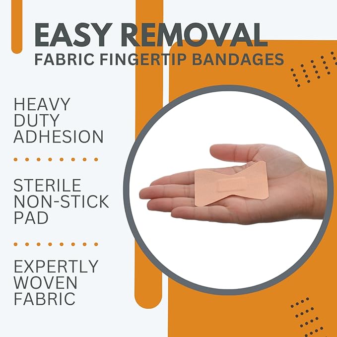 Dealmed Fabric Fingertip Flexible Adhesive Bandages – 100 Count (1 Pack) Bandages with Non-Stick Pad, Latex Free, Wound Care for First Aid Kit, 1 3/4" x 3"