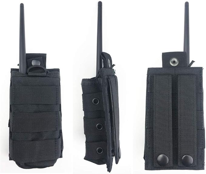 Molle Tactical Universal Radio Nylon Holster Pouch Holder, Military Molle Radio Case Bag Compatible with Baofeng Midland Motorola Walkie talkies