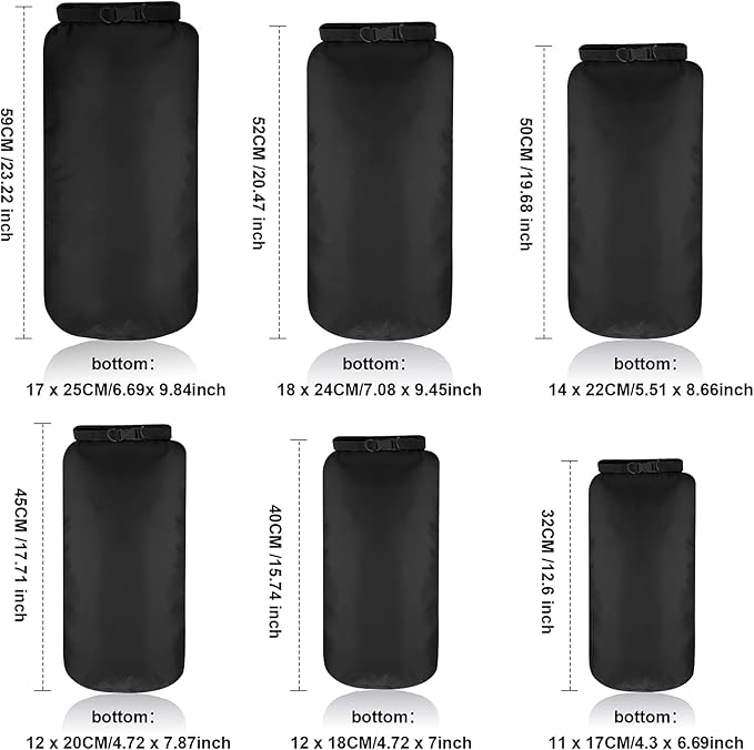 Shappy 6 Pcs Waterproof Dry Bag Set 6 Size Lightweight Sack and Long Adjustable Shoulder Strap 20/15/10/8/5/3l Outdoor Keep Gear Stuff Sack for Backpacking Boating Hiking Camping