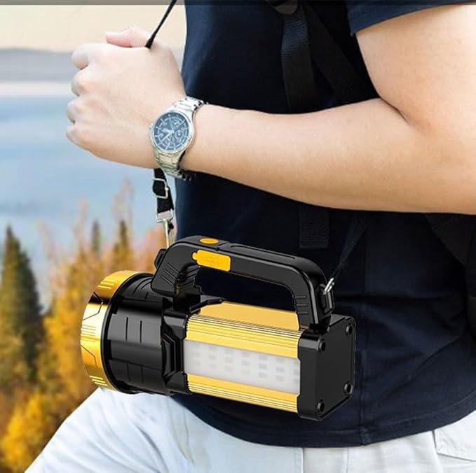 Rechargeable Handheld Spotlight Flashlights High Lumens Camping Essentials Lantern Battery Powered, 4 Light Modes Portable Bright Spot Light Searchlight for Emergency Power Outages Outdoor Hiking