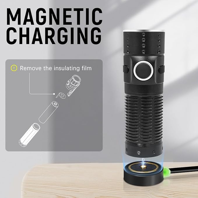 EDC Flashlight Rechargeable, 1300 High Lumen LED Mini Pocket Flash Light with Magnetic Base, 310M Throw Compact Waterproof Small Powerful Light for Home, Camping, Emergencies-Black Color