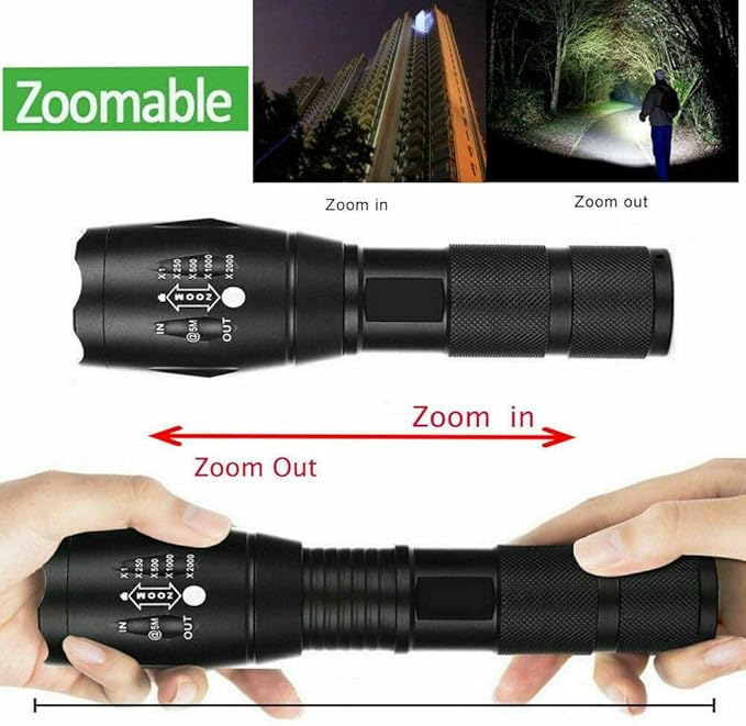 LED Flashlights 2 Pack- Mini Camping Flashlights Torch with High Lumens, 5 Modes, Zoomable Beam - Powerful, Bright, Tactical Flash Light for Emergency, Outdoor and Home Use