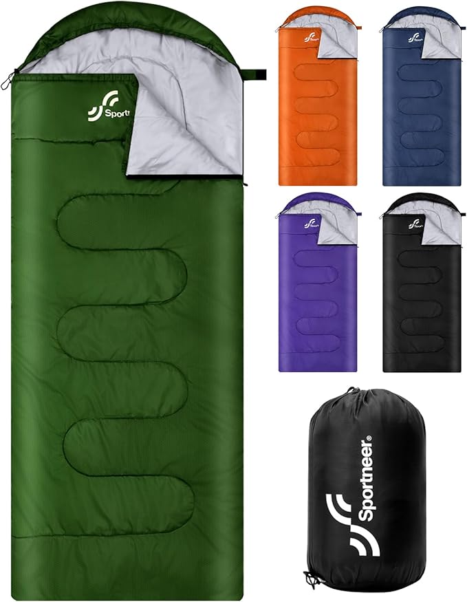 Sportneer Sleeping Bags for Adults, Warm & Cold Weather Sleeping Bag for Adults Kids Boys Girls - Lightweight Compact Camping Gear Equipment, Traveling, Backpacking, Hiking
