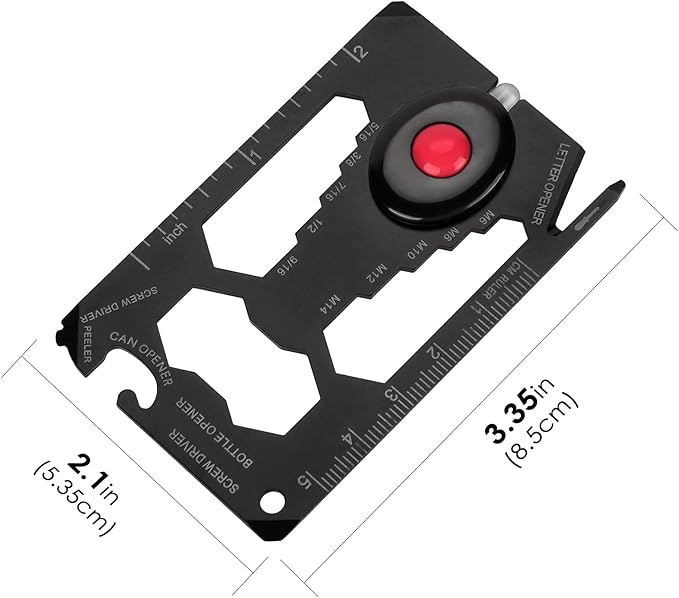 Credit Card Multol, et al Survival Card, Credit card size Muli-Toal for quick Repairs, Camping - Cool Gadget for Men, lack, induces screwdriver and Botle Openen.