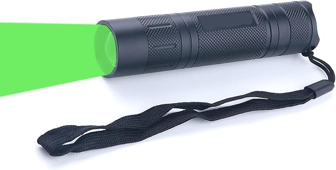 Green Light Flashlight Single Mode Zoomable Green LED Flashlights for Night Hunting, Hog