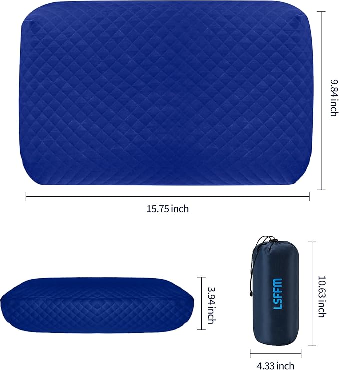 Camping Pillow Memory Foam,Easy to Fold,Camping Essentials,Small Travel Pillow with Portable Bag,Hiking Pillow for Backpacking,Anti-Pilling Pillow Cover (Blue)