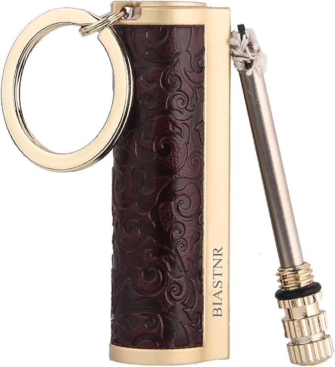 Permanent Match,Keychain Matchstick Fire Starter Immortal Lighter,Flint Match Stick Kerosene Refillable Lighter for Outdoor Camping Survival,Dark red