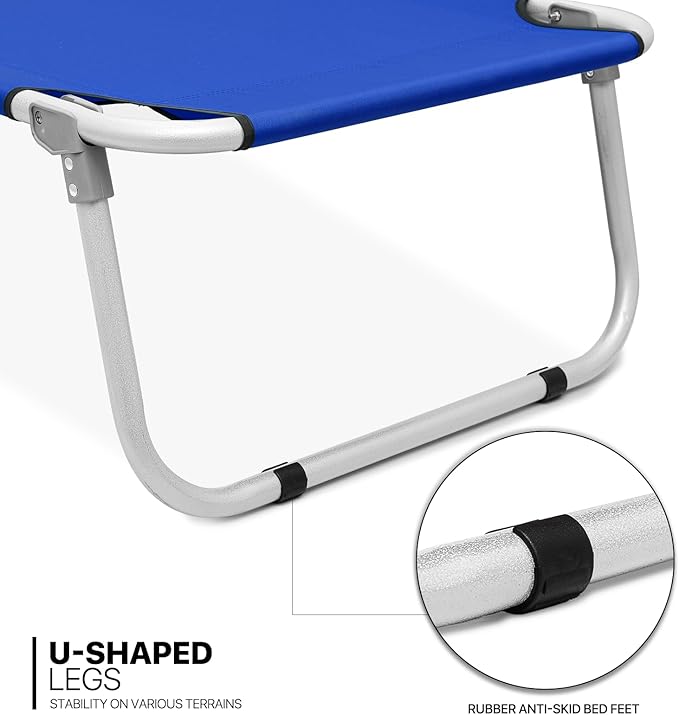 MoNiBloom Lightweight Folding Camping Cot Bed, Ultralight Folding Portable Compact Cots for Outdoor Travel Base Camp Hiking Mountaineering Lightweight Backpacking, Weight Capacity 195 lbs, Blue