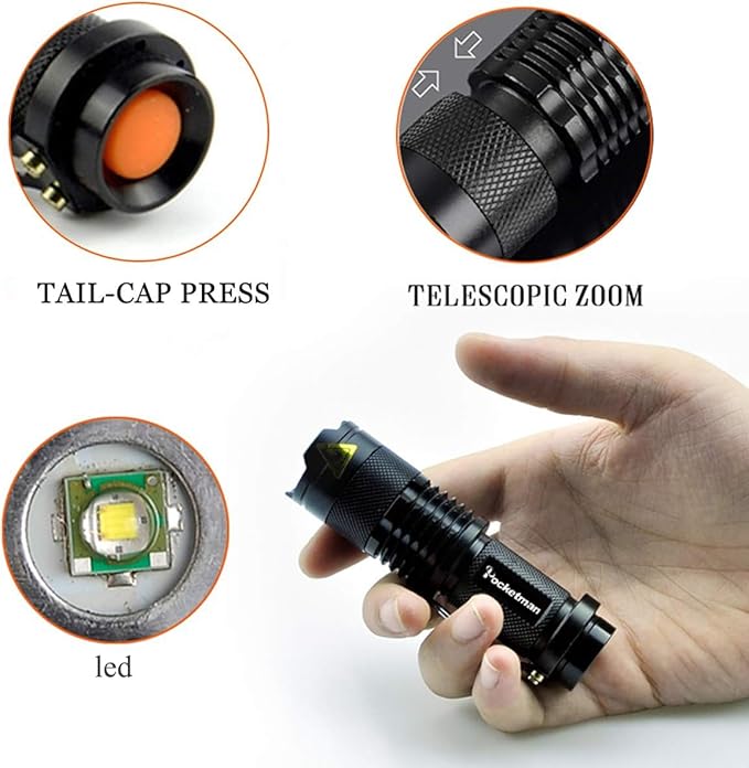 MODOAO Mini LED Flashlight Ultra-Bright Light 300 Lumens Handheld Flashlights Small for Kids Child Camping Cycling Hiking Emergency Torch Light 5pack Lightgreen