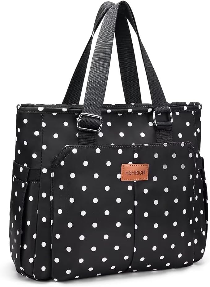 Lunch Bag Lunch Box Women - Large Tote Lunch Bags Men Women: Leakproof Insulated Lunch Cooler Bag for Adults 14L, White Dots